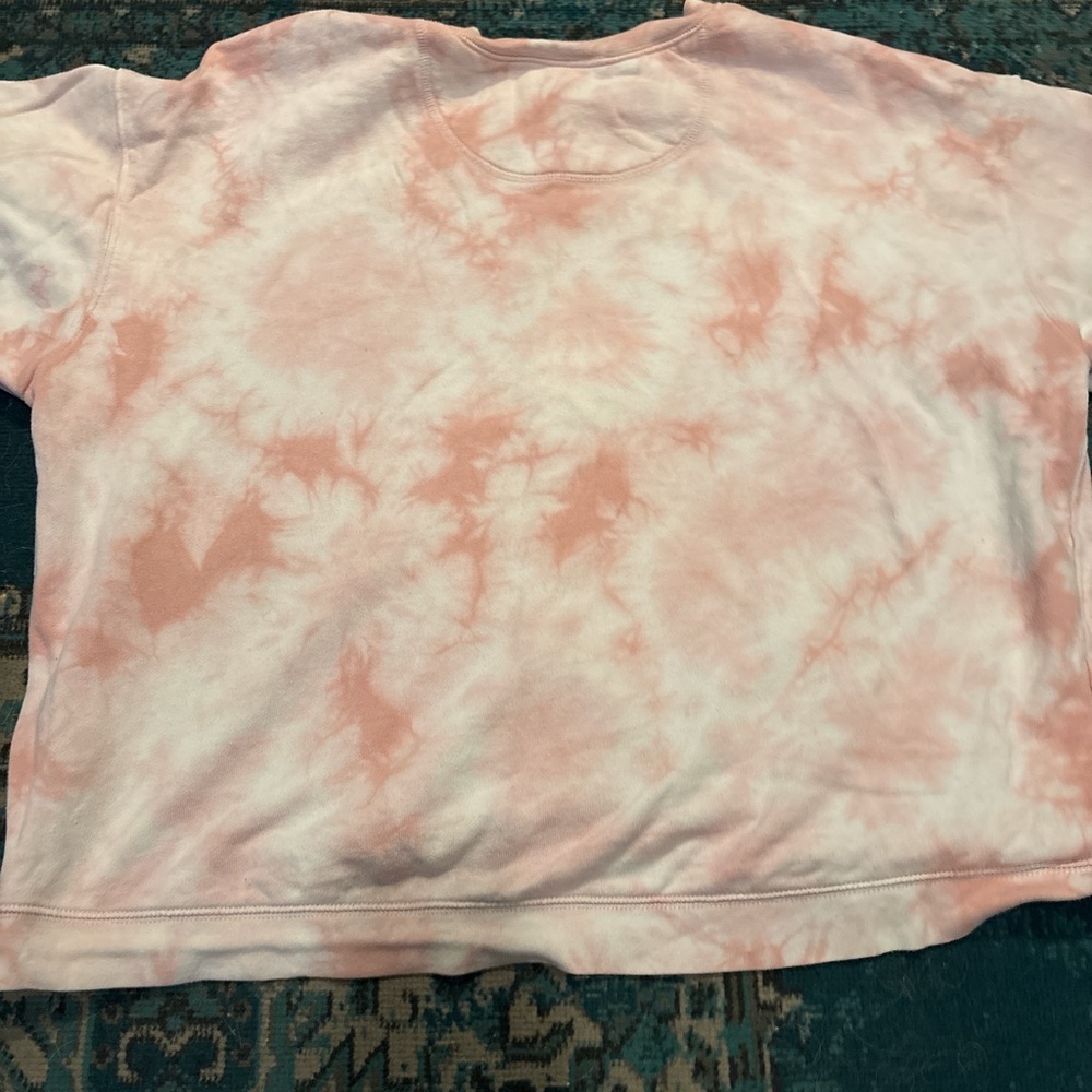 Time and Tru Pink Tie-Dye Crew Neck Sweater